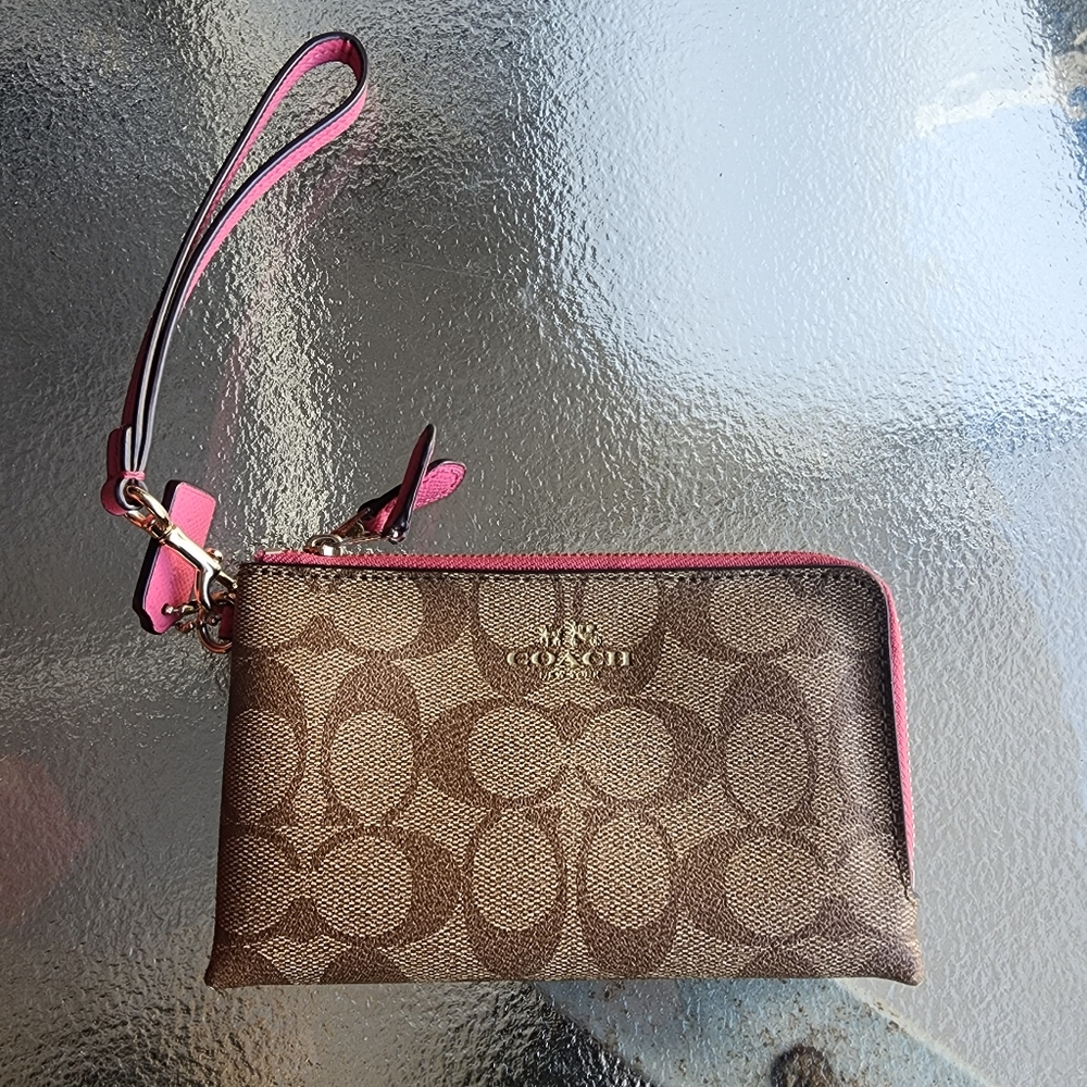Coach Wristlet with Pink Detailing
